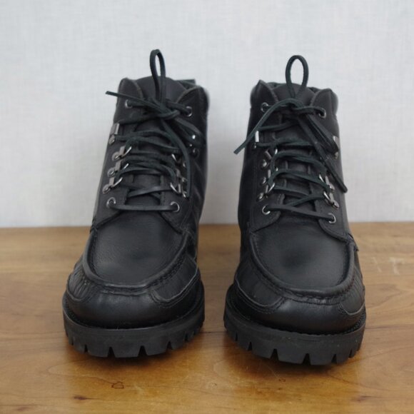 Men\'s Black Leather Lace Up Moccasin Style Ankle Boots Size 9.5 main image 4